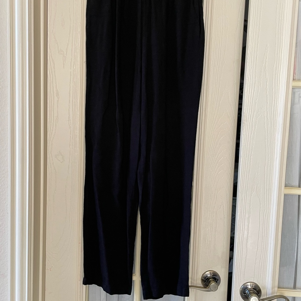 Marc Ware Hot Cotton black linen pants size small elastic waist band, pull on